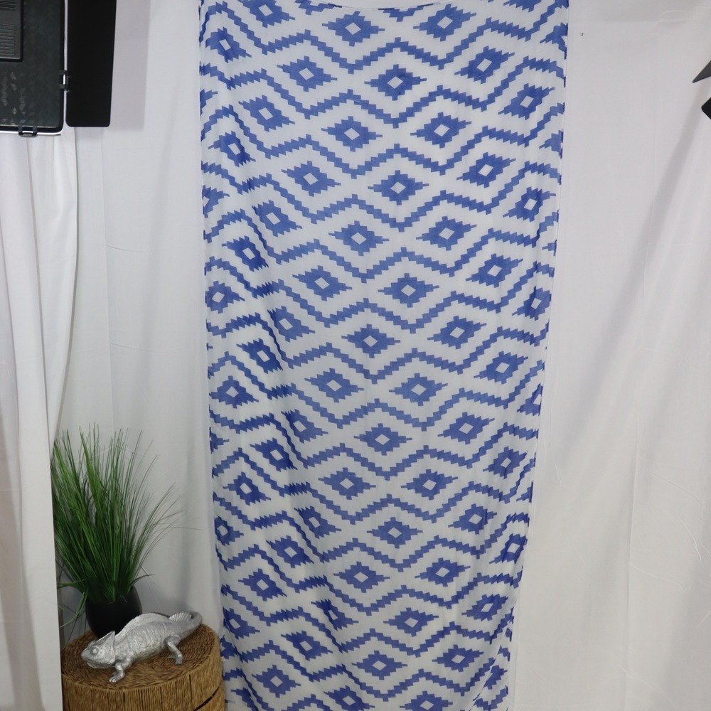 Unbranded Diamond Geometric Scarf OS‎ Blue White Womens Lightweight Wrap